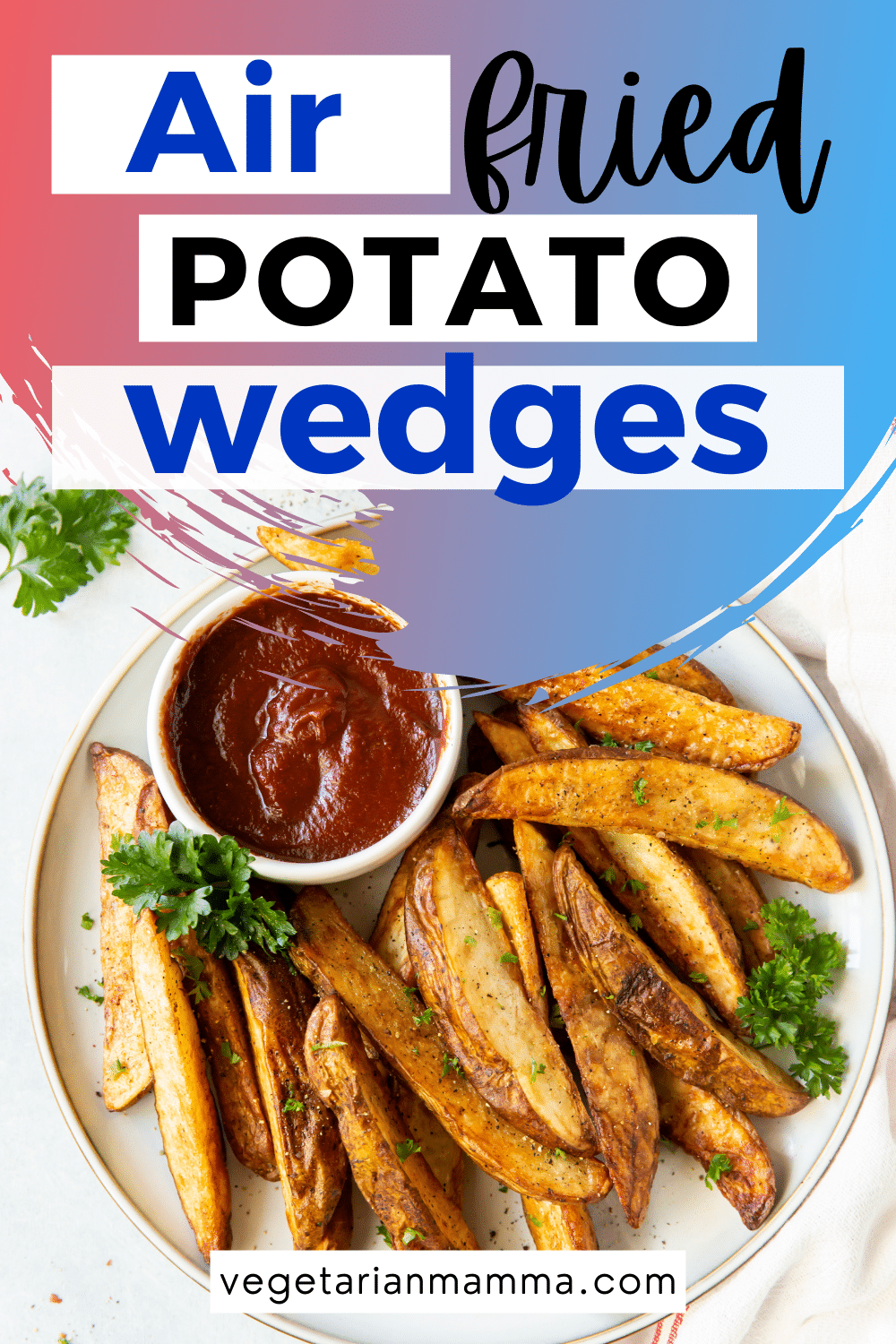 Air Fried Potato Wedges are the perfect combination of a crispy outside and a soft tender potato inside! You are going to love these air fried potato wedges!