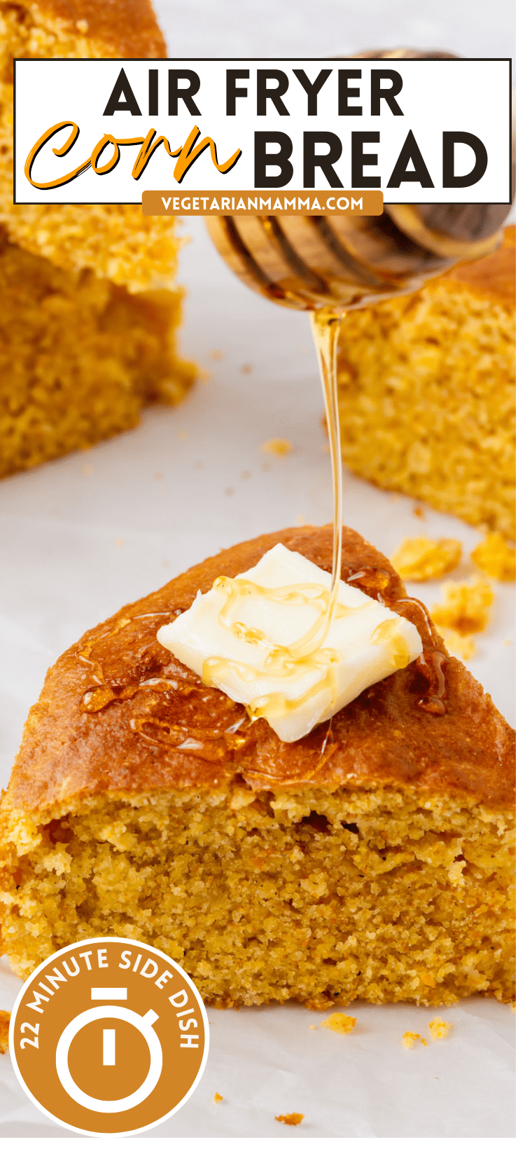 This air fryer cornbread is made with common ingredients and is the perfect balance of sweet and tender! Air Fryer Cornbread is fantastic with chilis in the fall and is a great addition to your game-day spread!