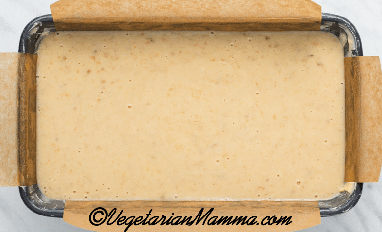 poured the mixture into a bread pan lined with parchment paper.