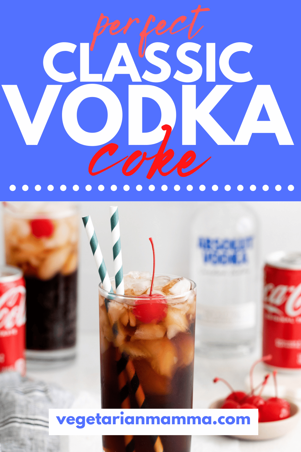 This Vodka and Coke is as twist on a traditional rum and coke, but we think you will love this combination even more! A garnish with cherry or lime, makes this cocktail perfection. 