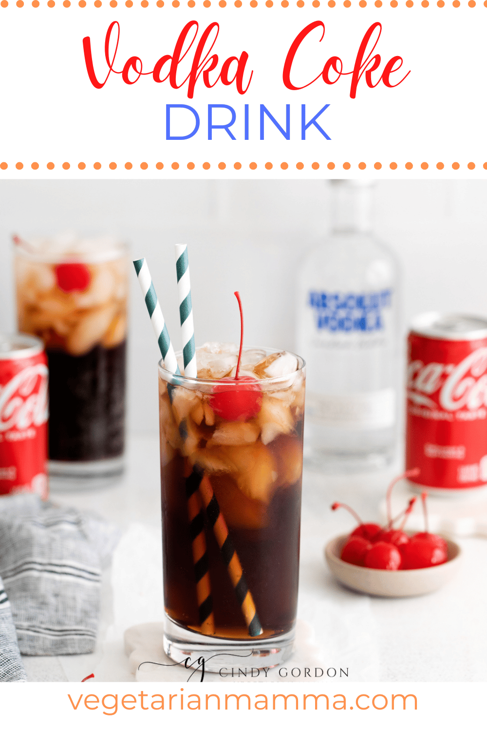 This vodka coke is a twist on a traditional rum and coke, but we think you will love this combination even more! A garnish with cherry or lime, makes this cocktail perfection. 