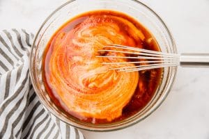 partially mixed Sweet and Spicy Sriracha Sauce