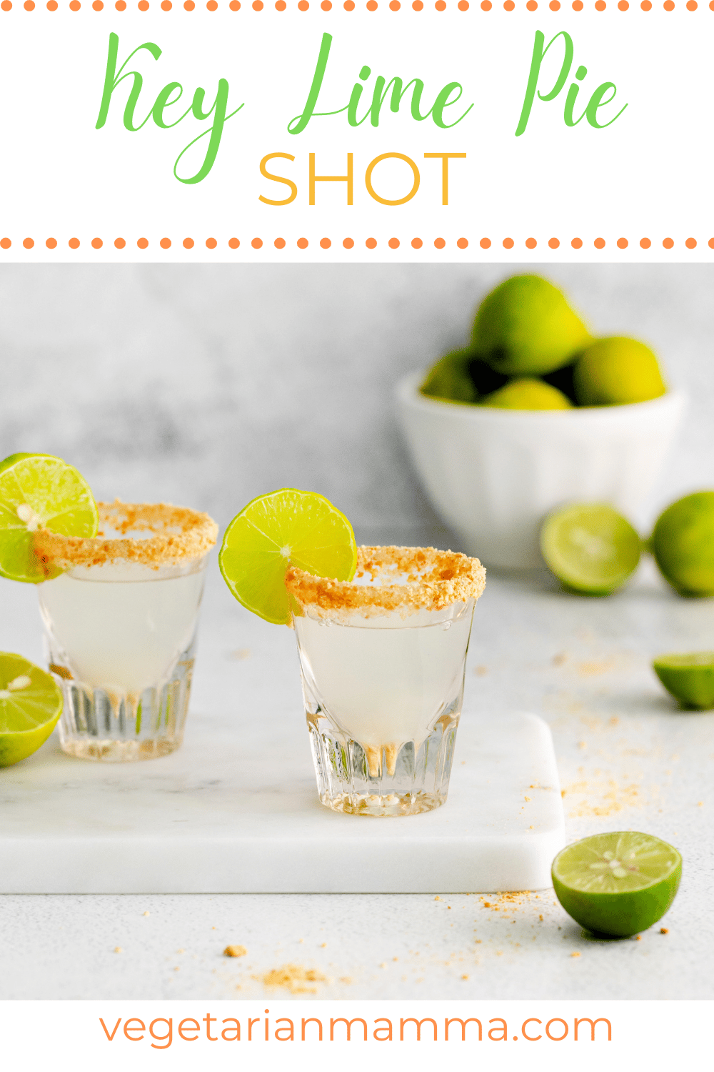 This key lime pie shot is fresh and fruity with a hint of sweetness and a crisp graham cracker rim.