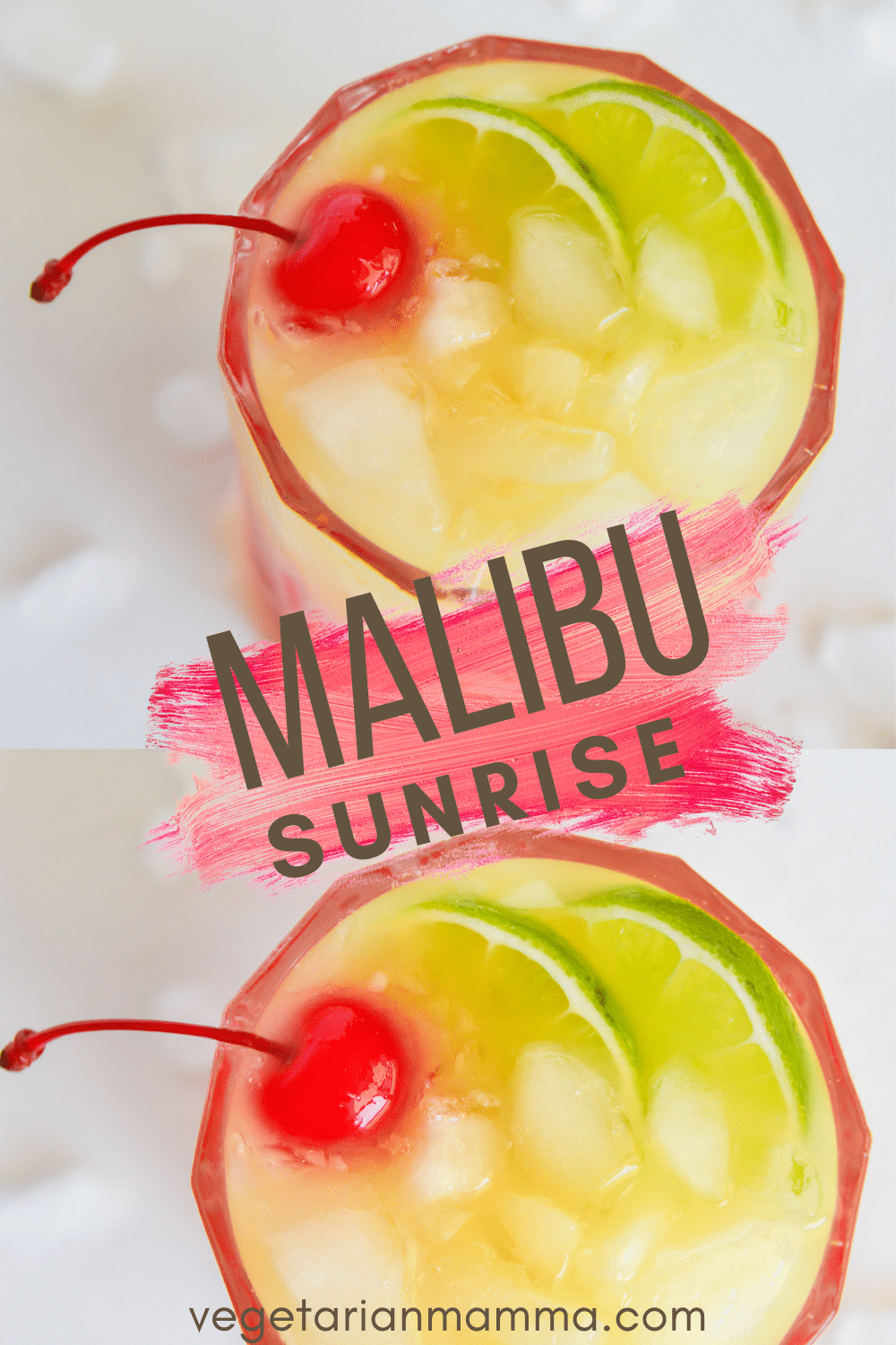 Malibu Sunrise is a fruity, refreshing cocktail that is easy to make and gorgeous to look at! It makes for the perfect drink any time of year.