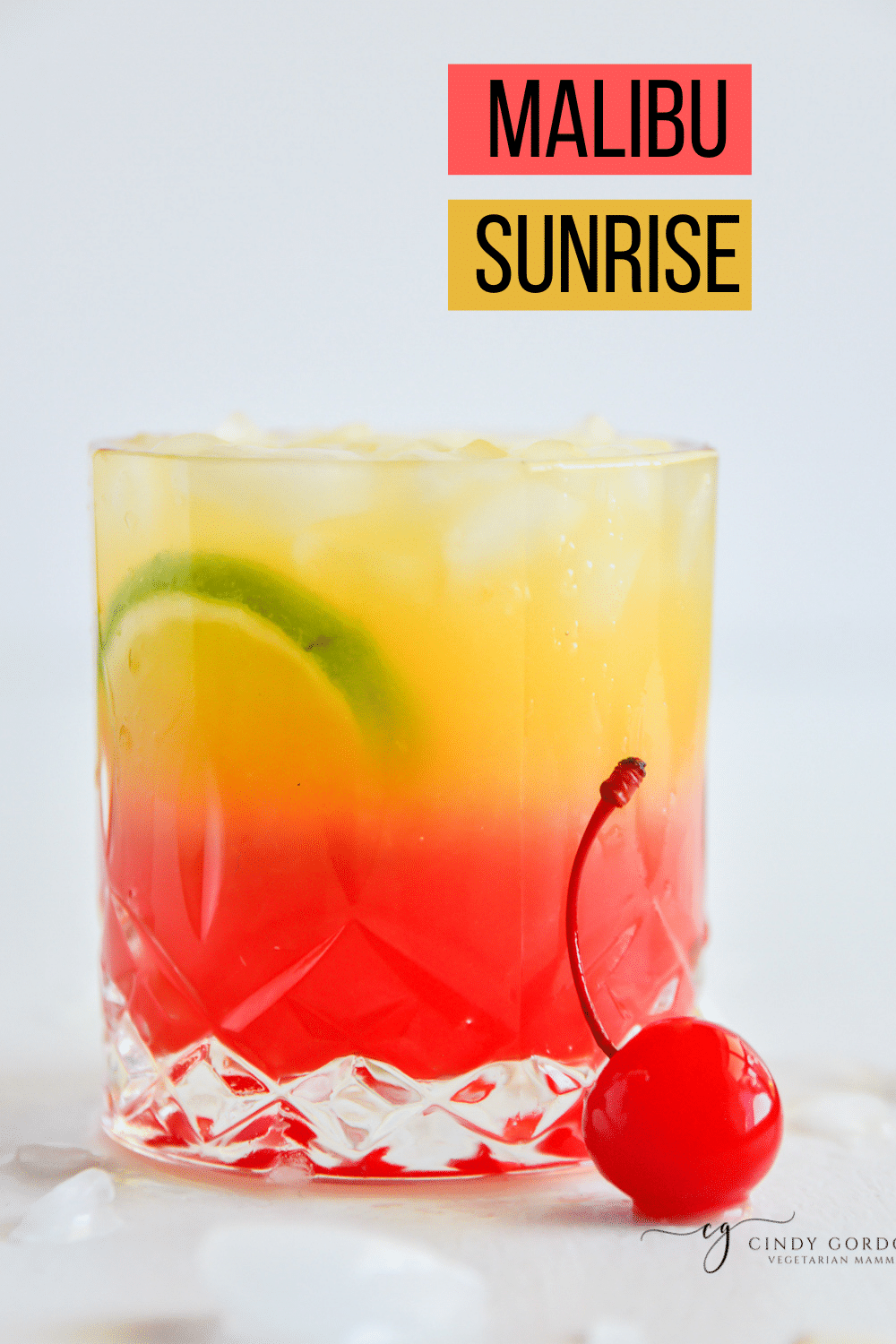 Malibu Sunrise is a fruity, refreshing cocktail that is easy to make and gorgeous to look at! It makes for the perfect drink any time of year.