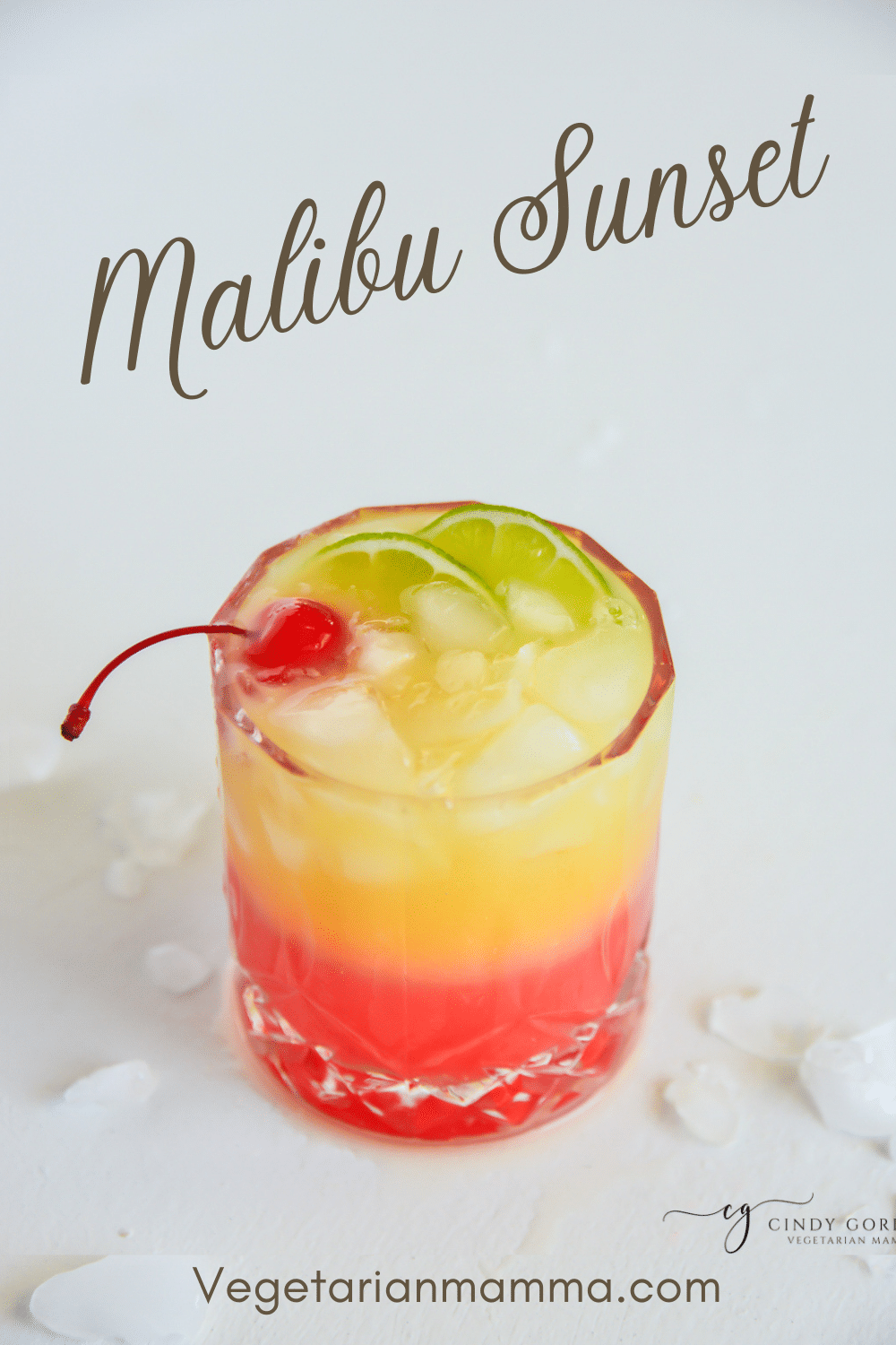 Malibu Sunset is a refreshing, delicious, and beautiful cocktail that is super easy to make! It is the perfect fruity, tropical drink for any time of year.