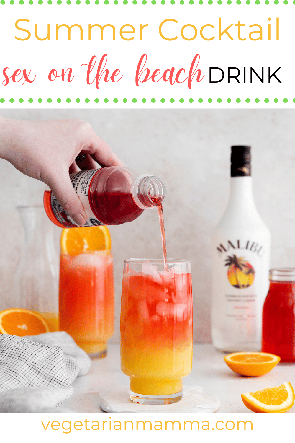 If you are looking for a super fruit, delicious gorgeous drink, you have got to try this Sex on the Beach Drink Recipe Malibu. This Sex on the Beach Drink Recipe Malibu is fun and fruity with a subtle coconut flavor and a bit of tartness from the cranberry juice.
