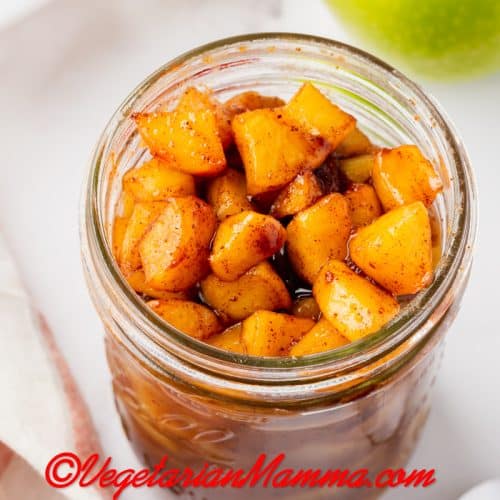 a small jam jar filled with freshly made apple compote