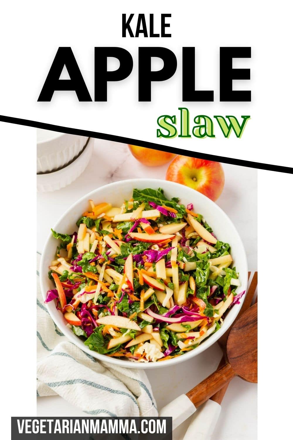 Kale Apple Slaw is a healthy, crunchy and flavorful side dish with the most delicious homemade dressing. It's easy to make and everyone loves it!