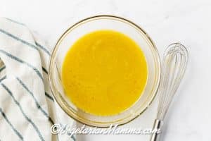 Whisk vigorously until all of the ingredients are thoroughly combined. If you're using a mason jar, close the lid and shake vigorously.