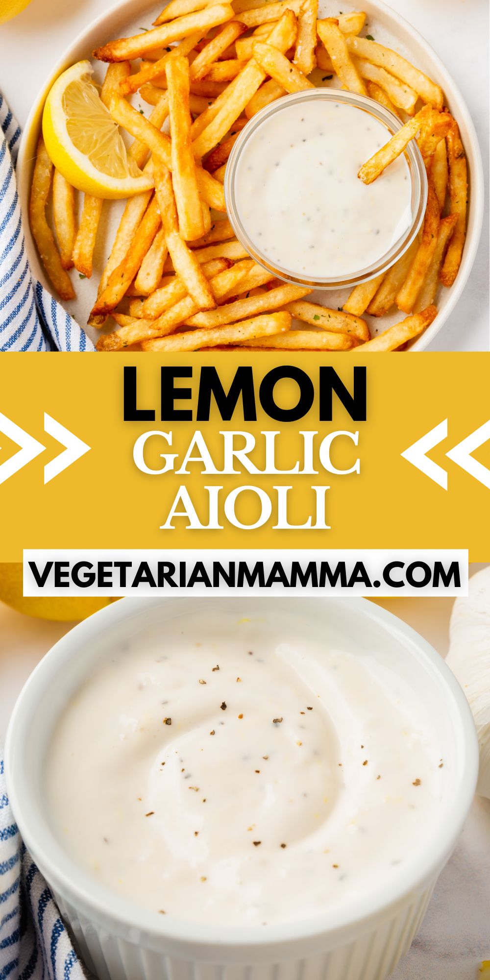 Creamy, savory, bright, and tangy, this homemade Lemon Garlic Aioli checks all the boxes! It's easy to mix up this flavorful sauce for all of your dipping needs.