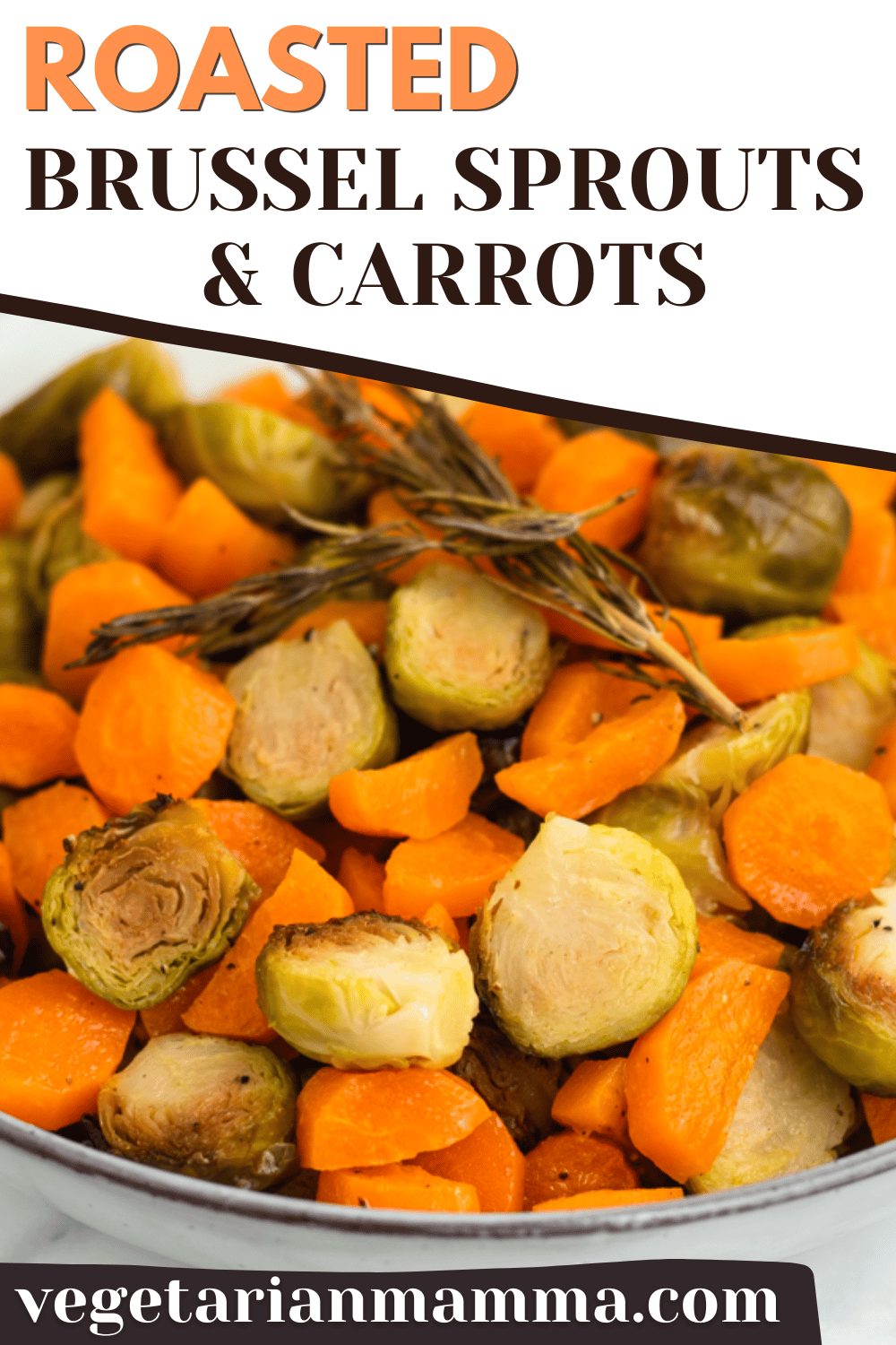 Roasted Brussel Sprouts and Carrots with fresh thyme is the perfect warm and savory side dish for fall!