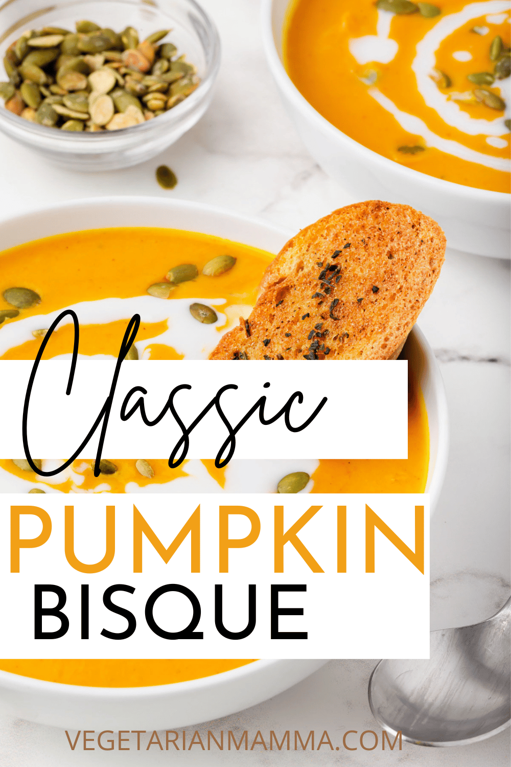 This is an insanely delicious and easy Pumpkin Bisque made with canned pumpkin puree. This pumpkin bisque is family friendly and makes great leftovers. 