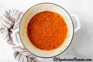 Use an immersion blender to blend the soup until smooth