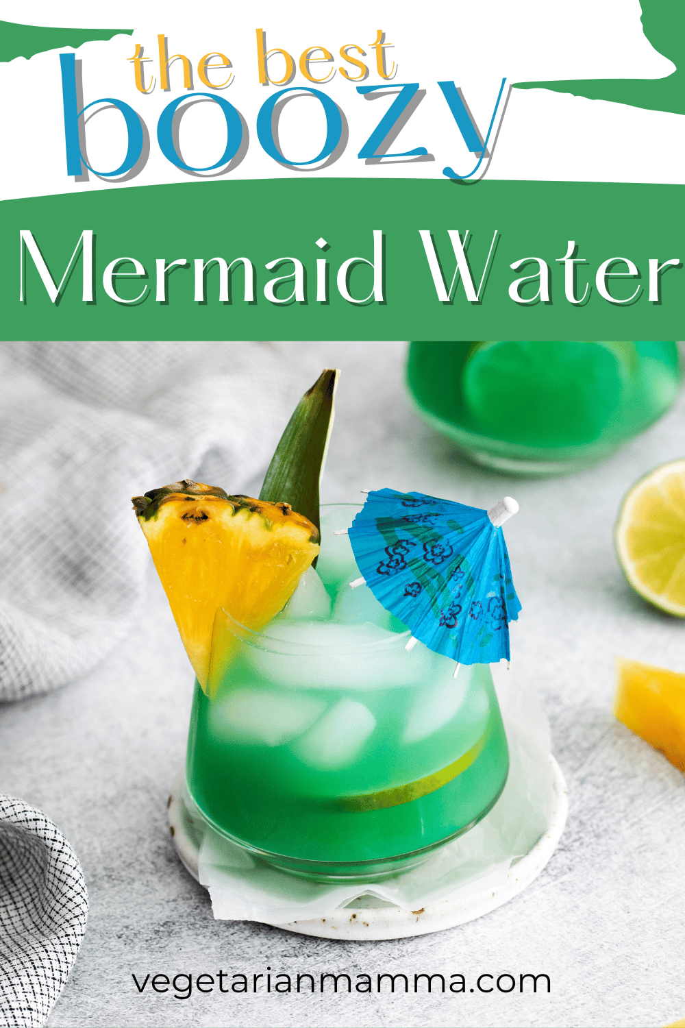 This Mermaid Water Drink is full of tropical flavor that will make you feel like you are sipping the cocktail on the beach! It is a brilliant, beautifully colored cocktail.