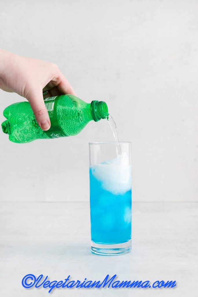 Top each one with enough lemon-lime soda to fill the glass.