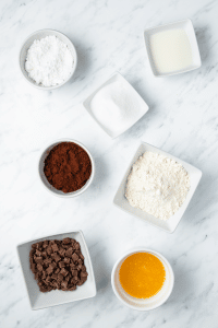 The ingredients needed to make gluten free edible brownie batter