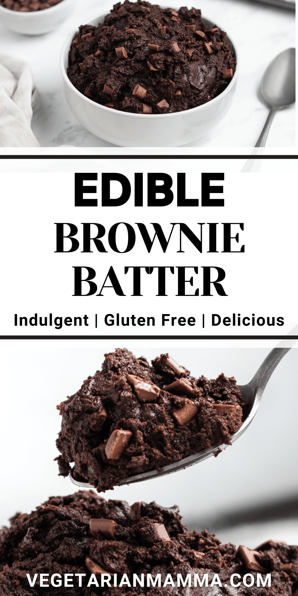 This rich and fudgy edible brownie batter is gluten-free, simple to make, and the perfect decadent dessert.