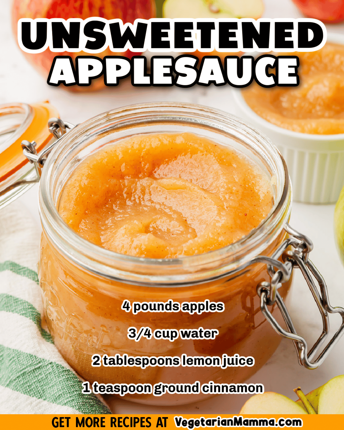 It is so simple to make your own Unsweetened Applesauce at home! It's simmered on the stove, and made with 3 ingredients in less than an hour.