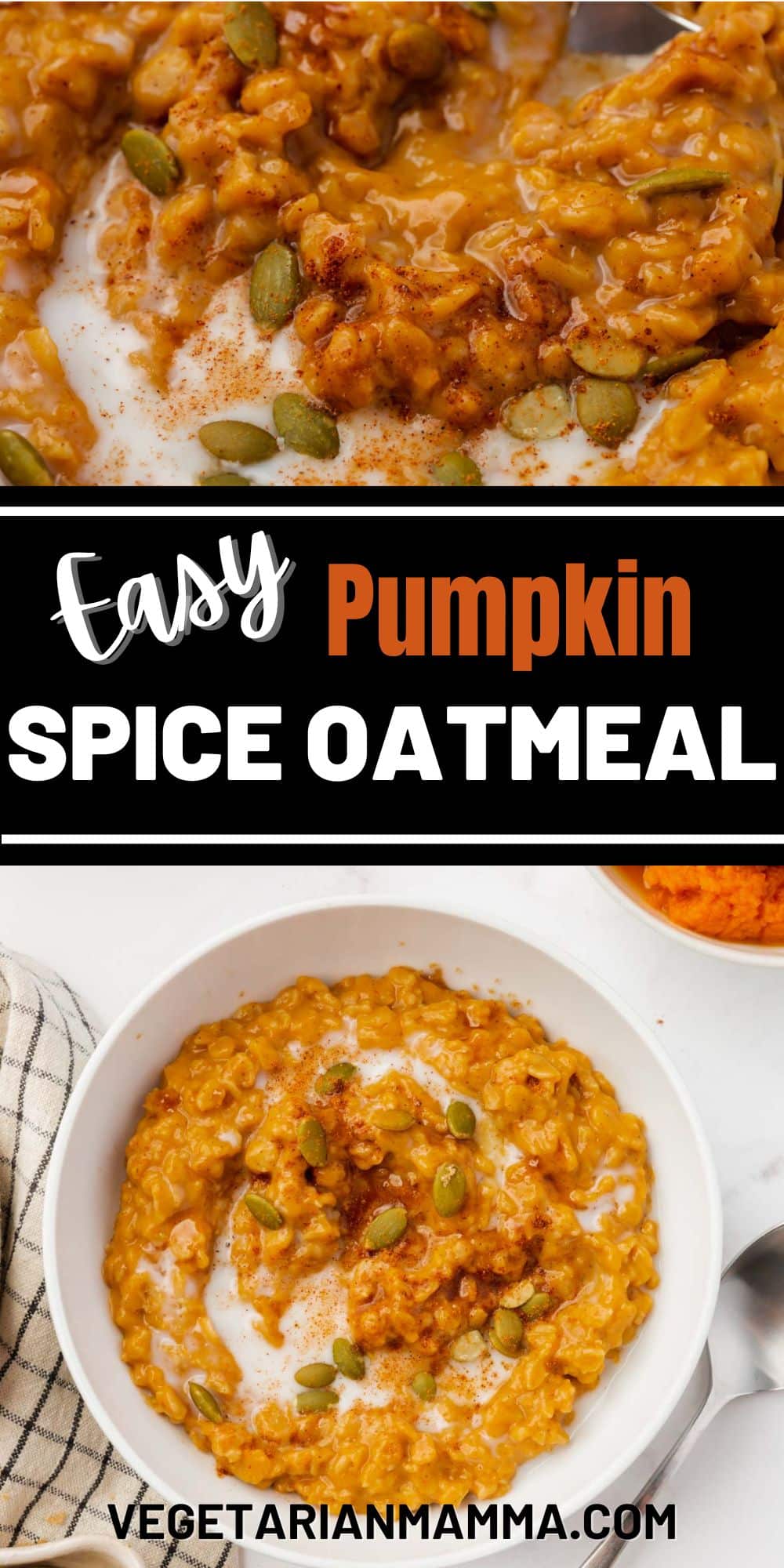Enjoy a hearty pumpkin-spiced breakfast, cooked in under 10 minutes, using this easy recipe for Pumpkin Spice Oatmeal with real pumpkin and delicious flavors.