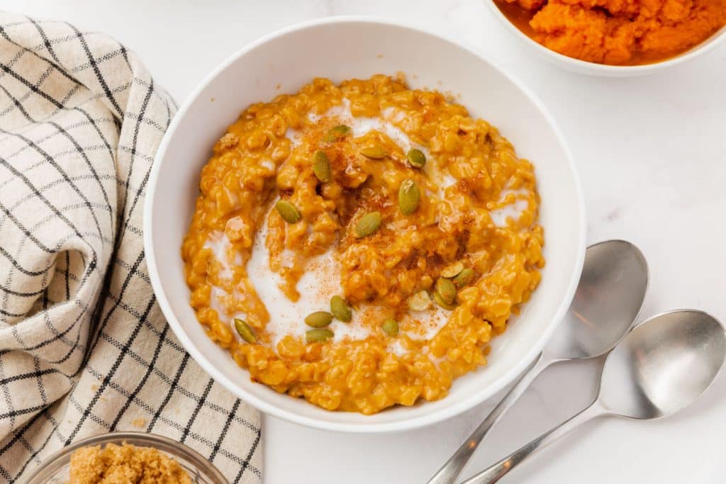 a bowl of pumpkin oatmeal