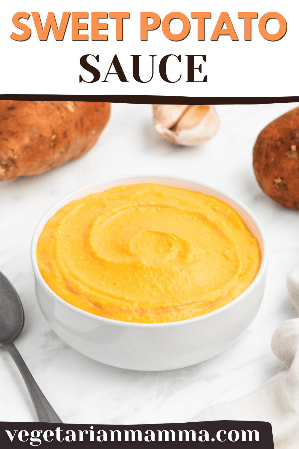 A creamy and flavorful Sweet Potato Sauce is so easy to make in the food processor or blender! It's perfect with pasta, as a dip with pita bread or veggies, or mixed into your favorite recipes in new and different ways.