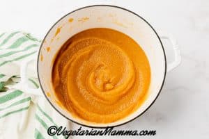 Mash with a potato masher or puree the applesauce with an immersion blender or transfer to a blender/food processor.