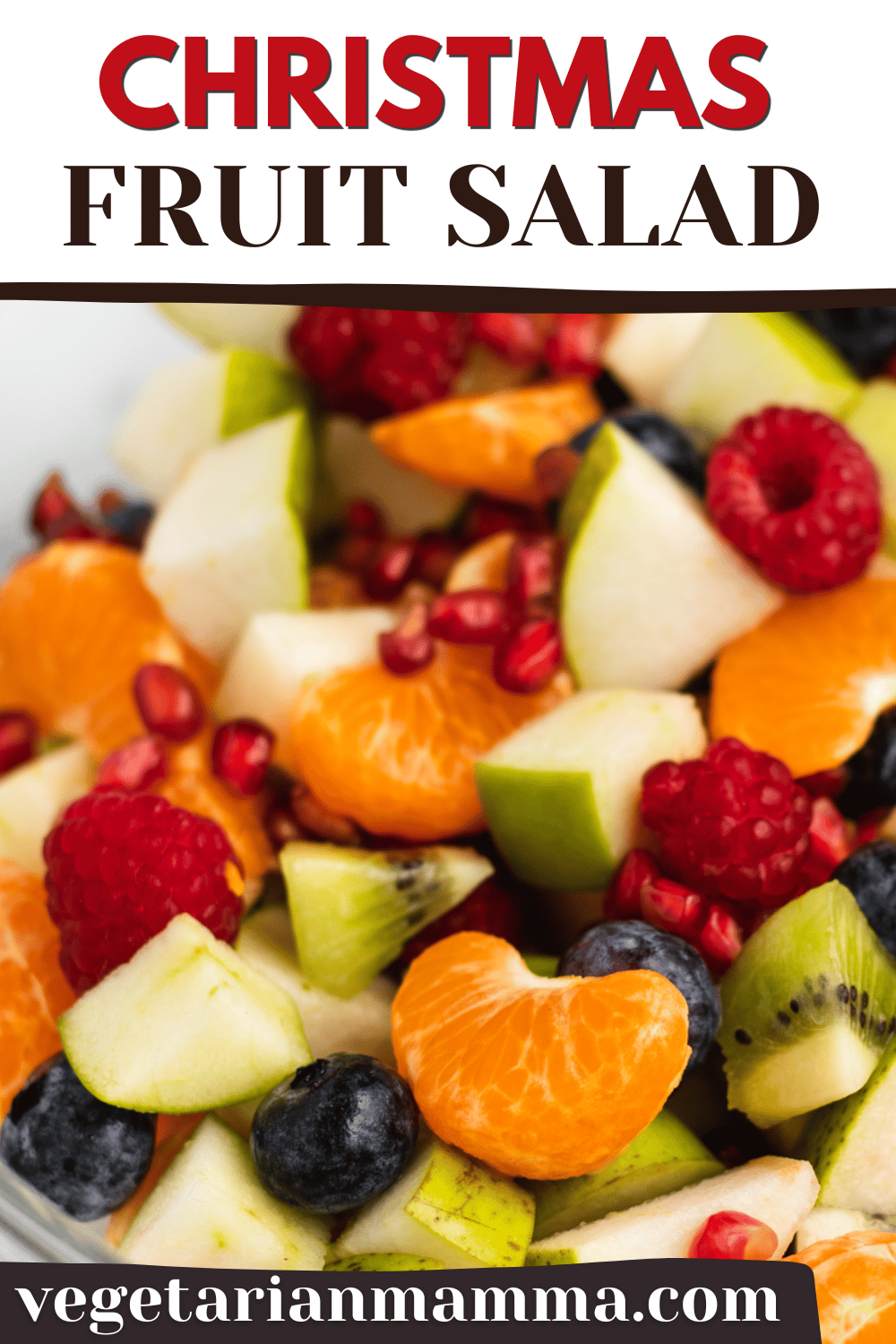 Christmas Fruit Salad is a perfect mix of winter fruits in bright festive colors for the holidays. This easy Christmas recipe takes just a few minutes to make, and everyone will love it!