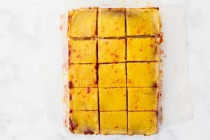 cranberry lemon bars cut into squares