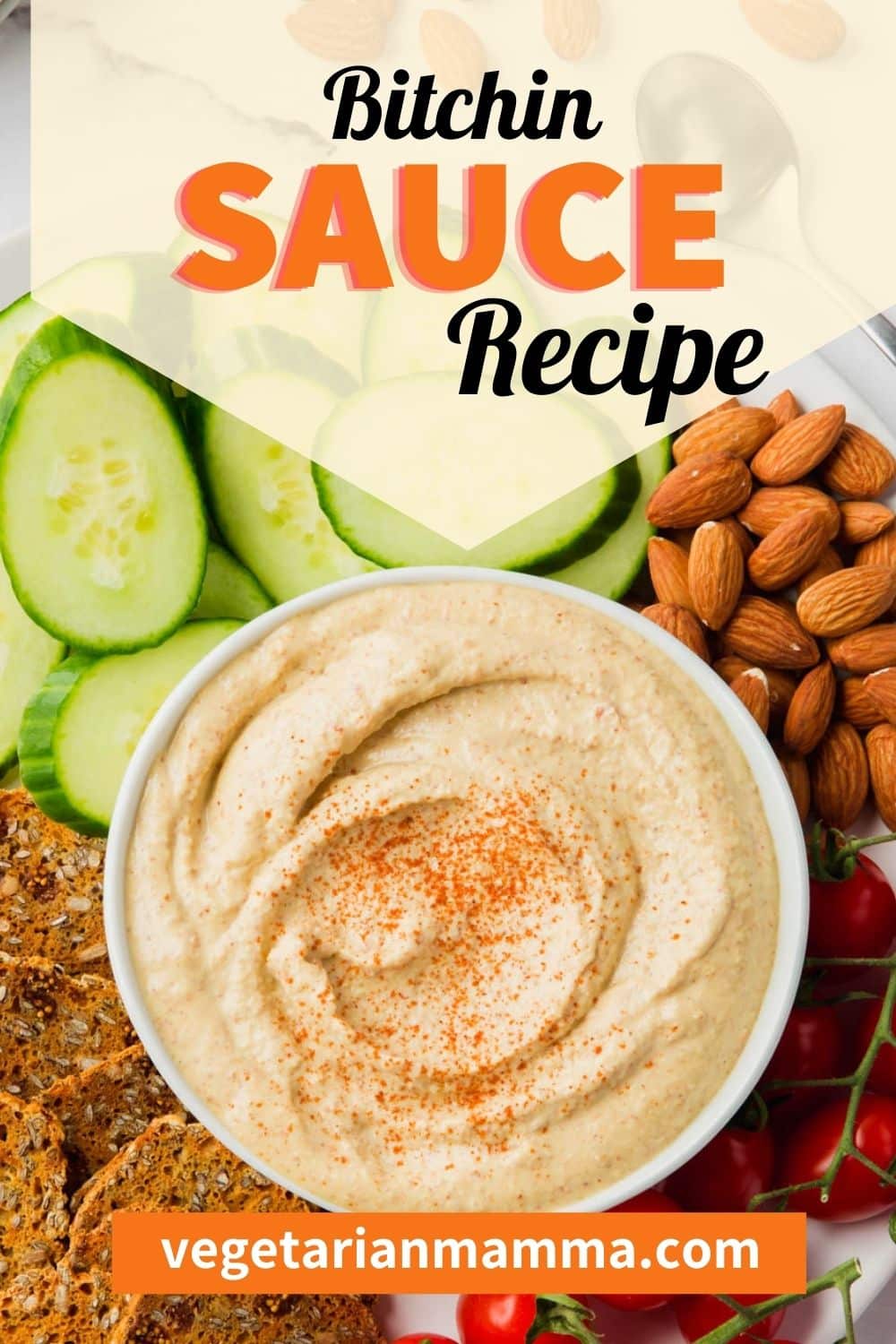 You are going to love this easy copycat recipe for replicating the original flavor Bitchin Sauce recipe at home! It's made from raw almonds and the perfect blend of seasonings.