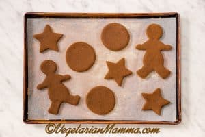 Place cookies on baking sheet for placement into oven.