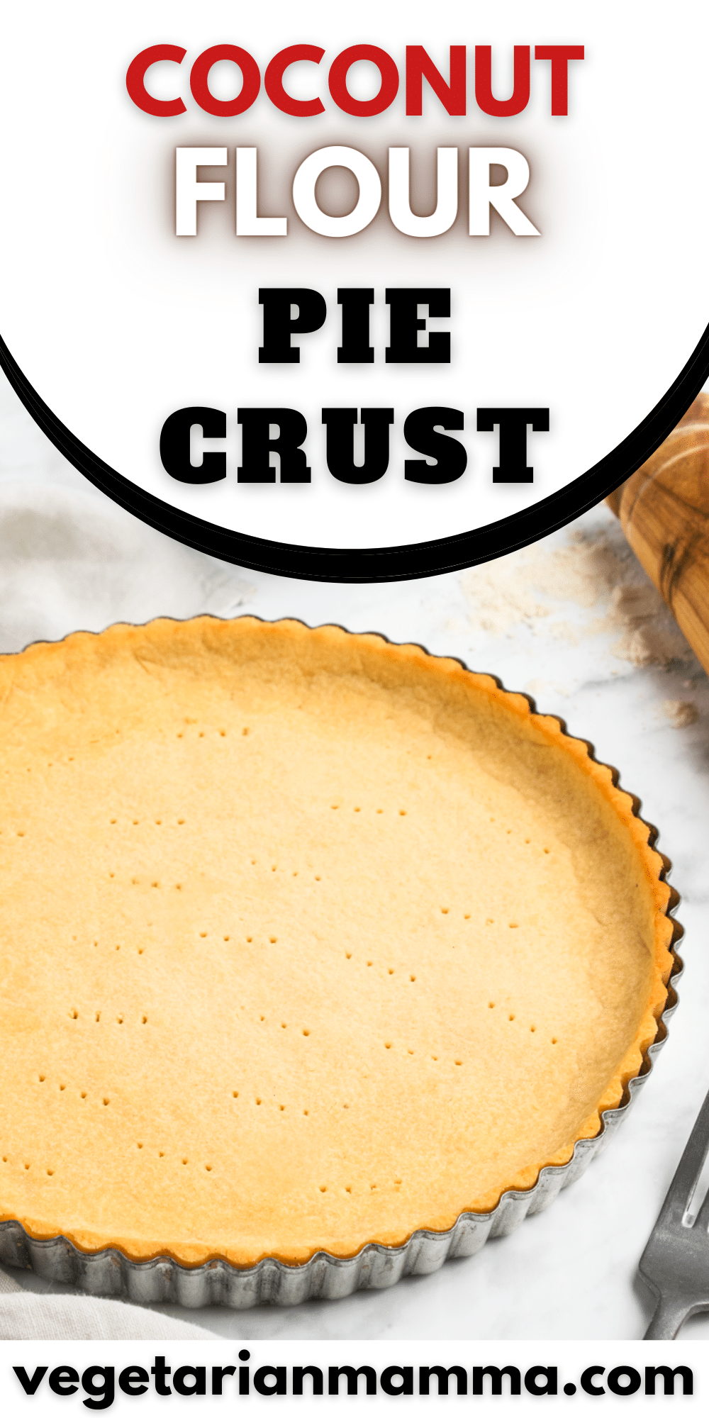 This easy, gluten-free, coconut flour pie crust is super simple to make, and will be the perfect base for all of your favorite pie fillings! You'll need just four ingredients to make this nut-free pie crust with coconut flour, and tips are included to make it sugar-free, vegan, dairy-free, low-carb, and keto too.