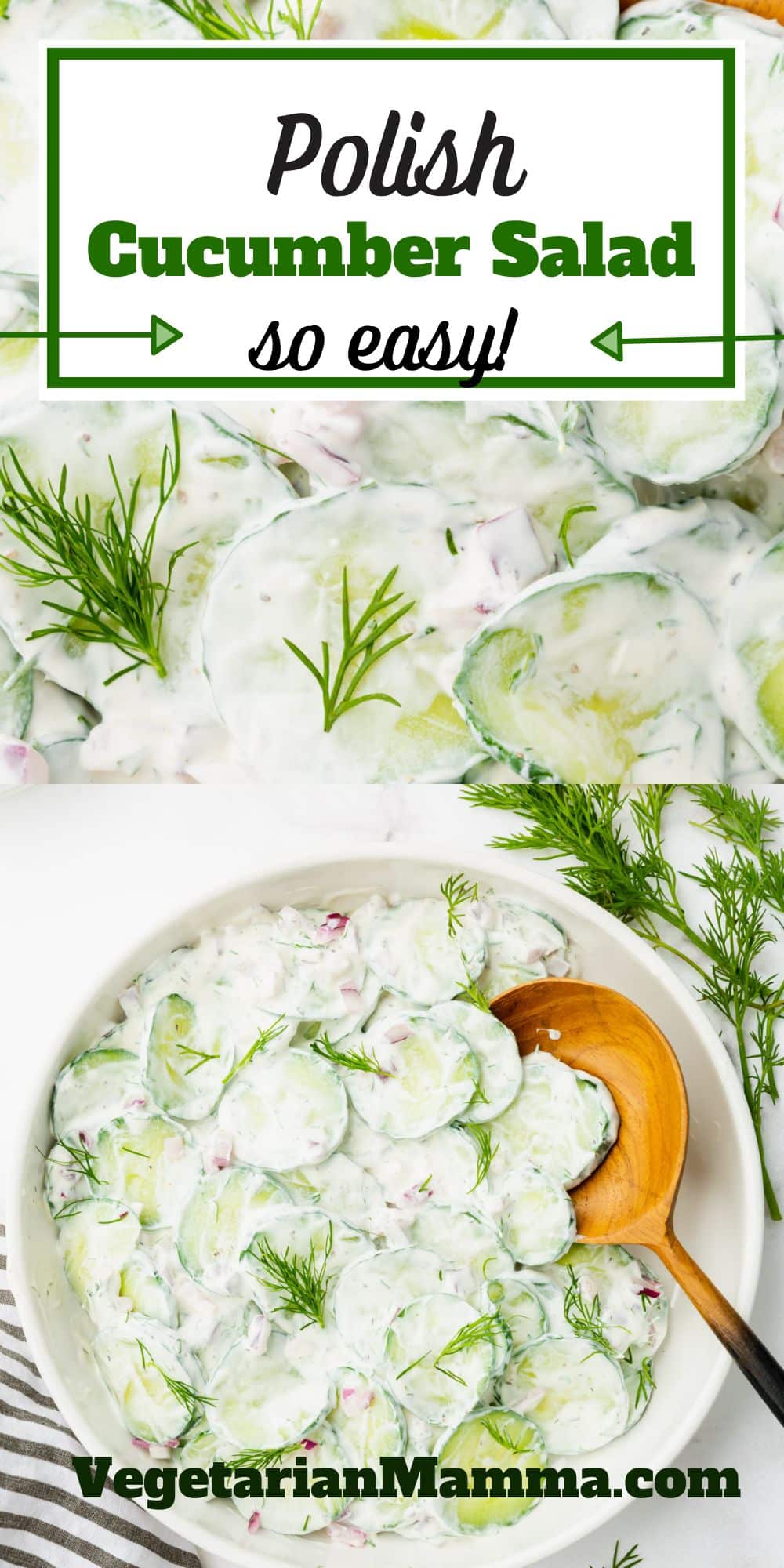 Easy Polish Cucumber Salad with sour cream and dill is a fresh and bright side dish with classic eastern European flavors.