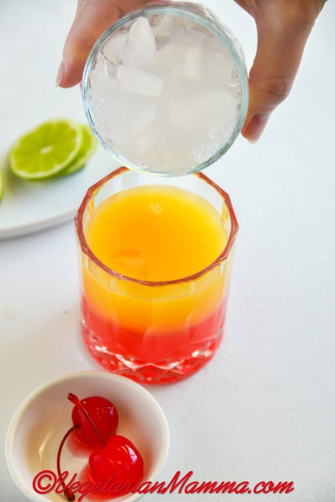 Top the glass off with ice.