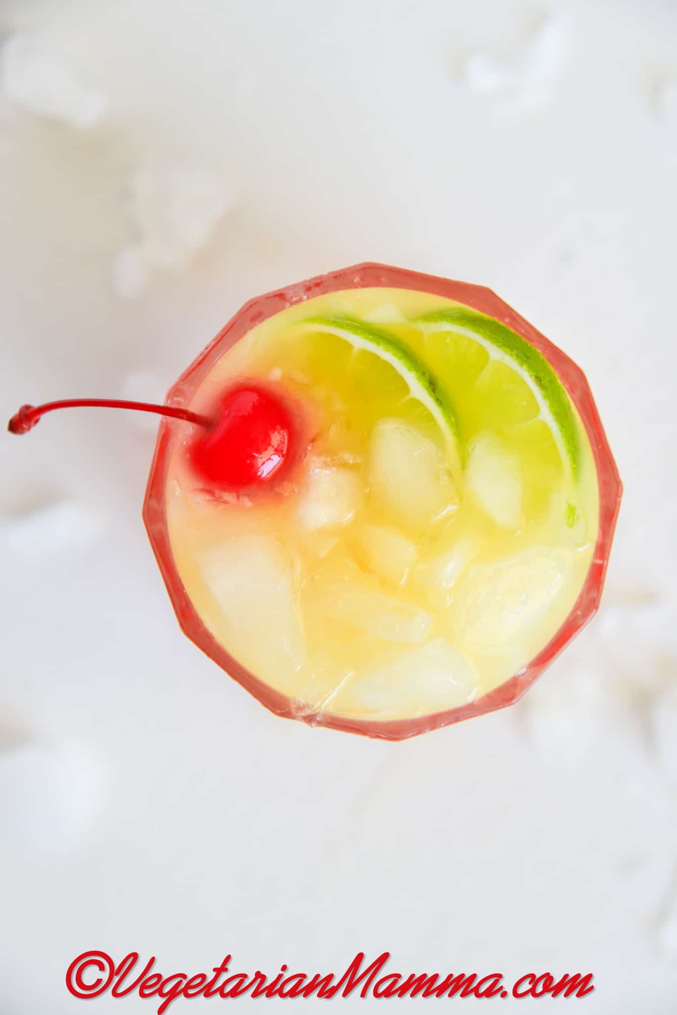 iced orange juice cocktail viewed from above