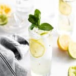 drink with lemon and mint.