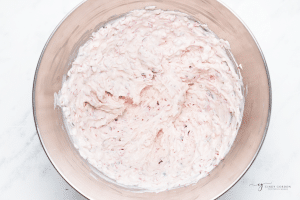 cranberry jalapeno cream cheese dip, in a mixer bowl.