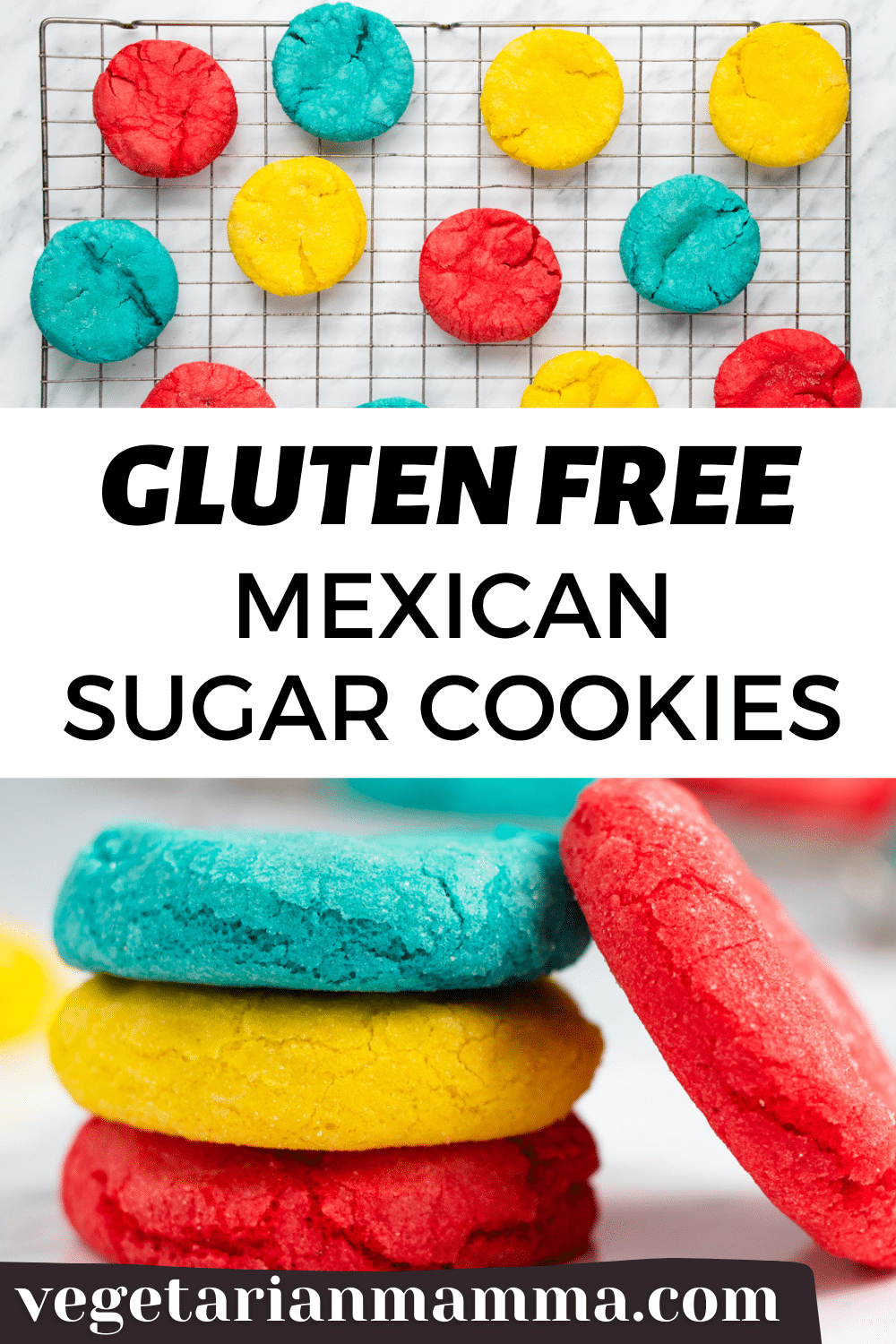 Soft and chewy, and super bright and colorful, these gluten-free Mexican Sugar Cookies are sure to put a smile on anyone's face!