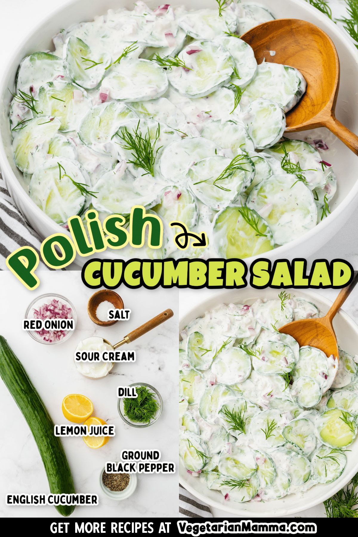 Easy Polish Cucumber Salad with sour cream and dill is a fresh and bright side dish with classic eastern European flavors.