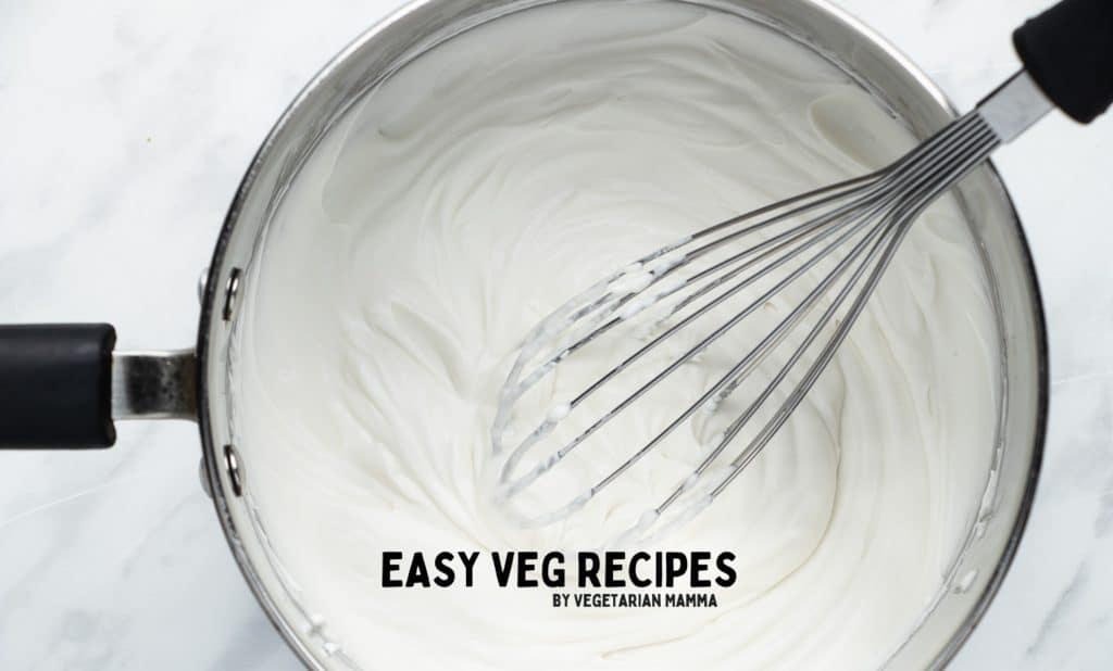 whipped coconut cream in a saucepan.