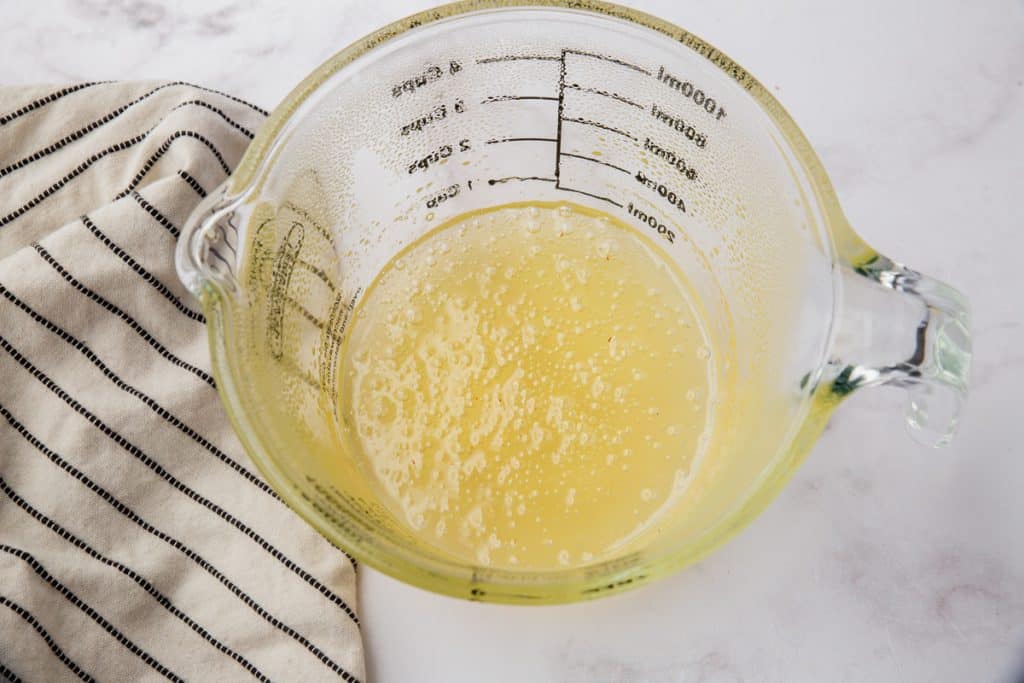 Microwave caramel sauce after the sugar has been cooked.