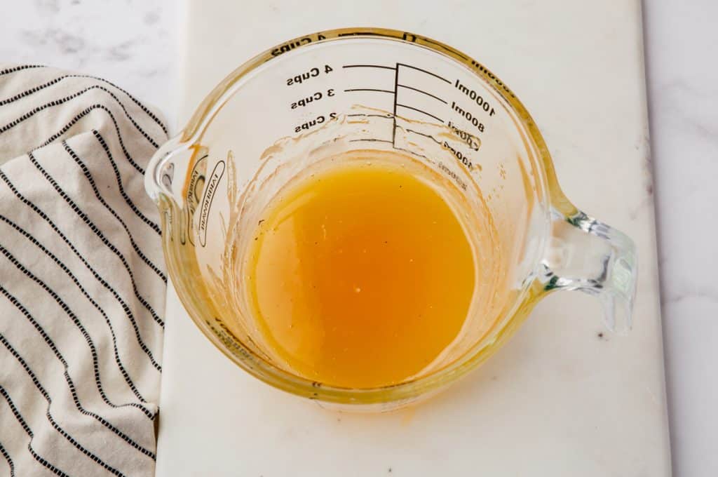 microwave caramel sauce in a measuring glass, after sitting to turn darker.