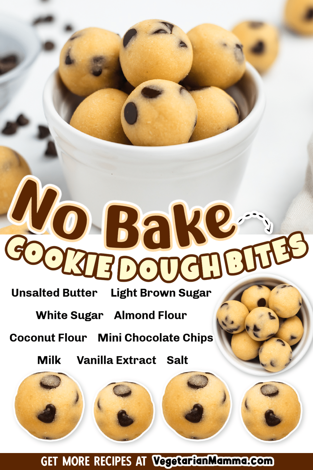 Mix up a few simple ingredients and you'll have a delicious batch of No-Bake Cookie Dough Bites ready in under 15 minutes! Edible gluten-free cookie dough bites are perfect to pack in lunches or enjoy as an afternoon treat.