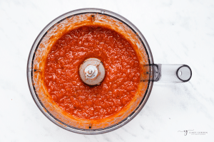 tomato puree in a food processor.