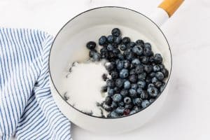 blueberries and sugar in a small saucepan.