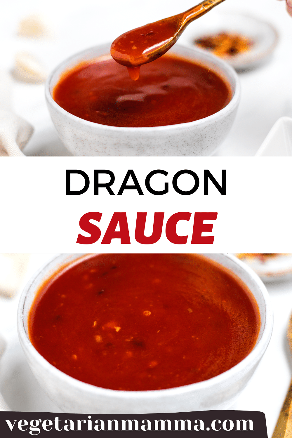 Spicy, flavorful Dragon Sauce is a sweet and spicy condiment with Asian flair! If you like a little spice, you're going to want to put this stuff on everything, from veggie burgers to roasted potatoes.