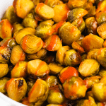 roasted brussel sprouts with honey sriracha sauce.