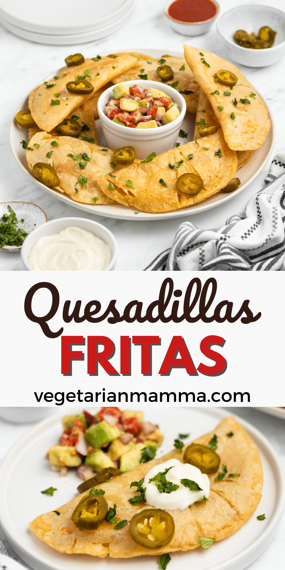 Quesadillas Fritas are a classic Mexican street food, made with a homemade masa tortilla stuffed with melty cheese, and fried until crispy and amazing.