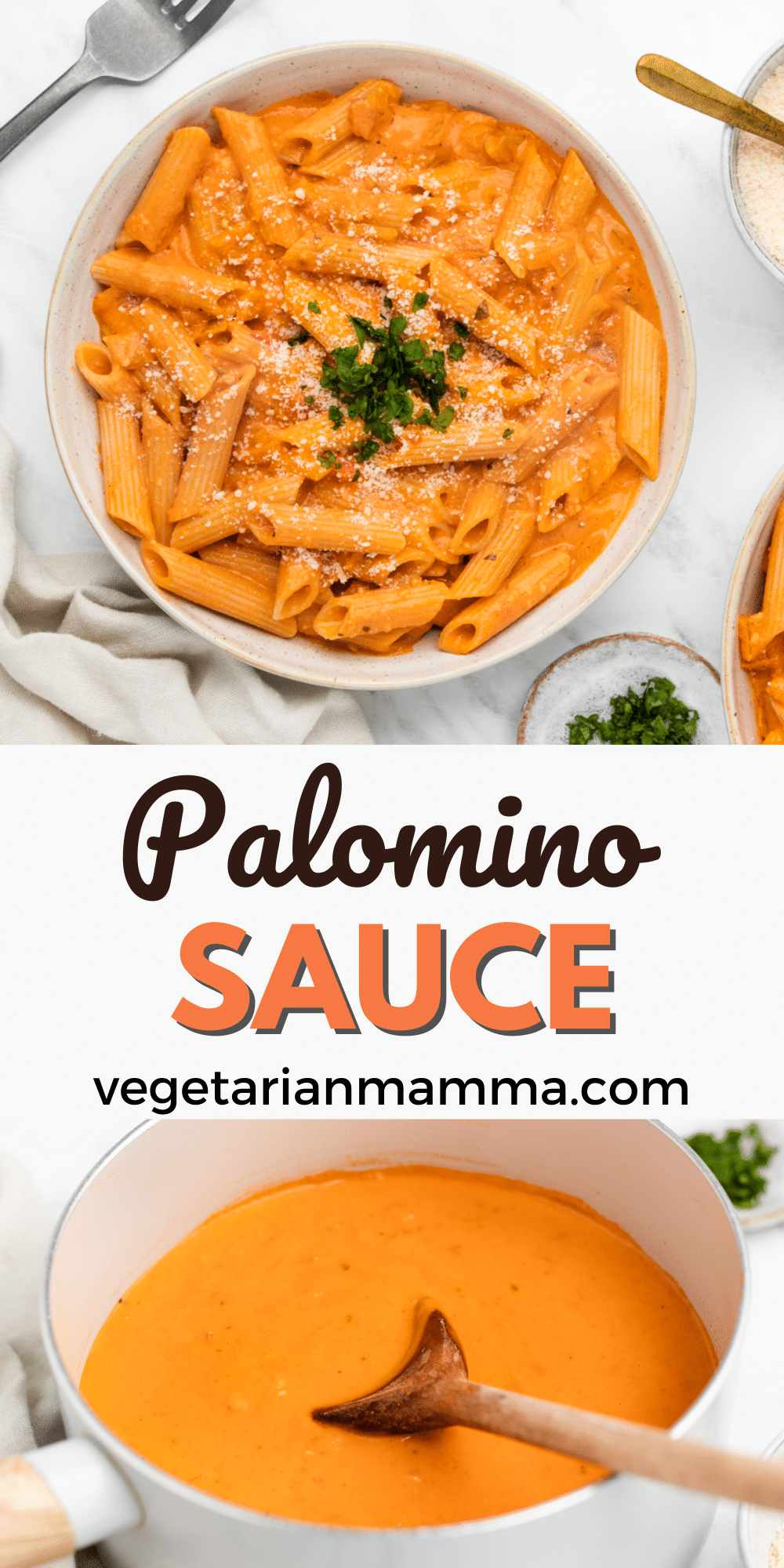 The most delicious creamy tomato sauce for your pasta is this rose-colored pasta sauce called Palomino Sauce!