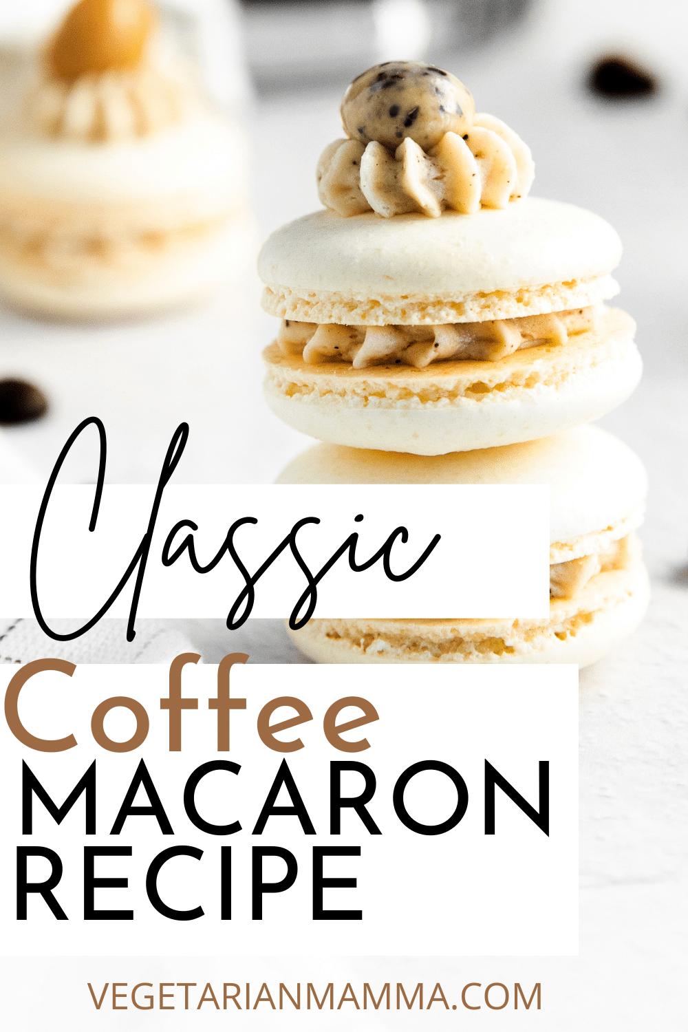 Start your morning or afternoon with these Coffee Macarons! This recipe will teach you how to make perfect airy macaron shells filled with an espresso-spiked buttercream frosting.